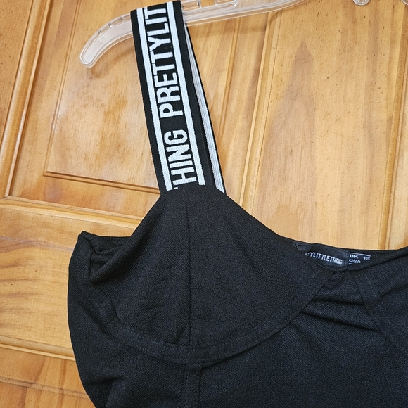 NWT PrettyLittleThing Women's Black  Strappy Bodycon Mini Dress, Size 12 - Picture 8 of 11